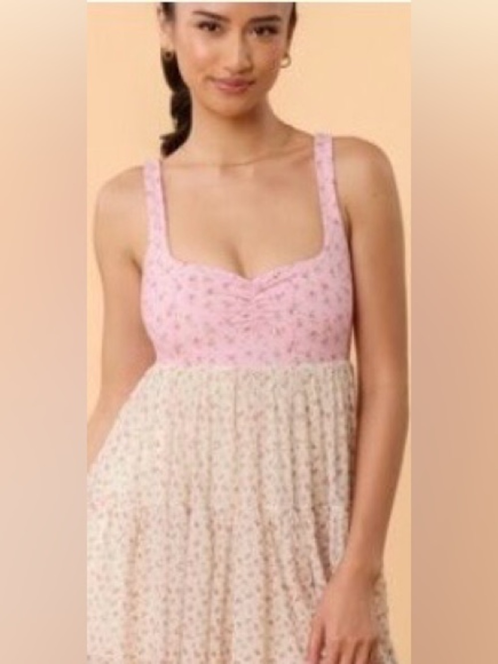 NWT - Blogilates XS Pink and Cream Floral Dress P2P: 13” stretch to 15